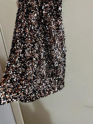 Vestito paillettes tubino nero e oro