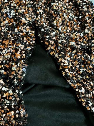 Vestito paillettes tubino nero e oro