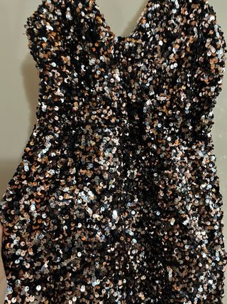 Vestito paillettes tubino nero e oro