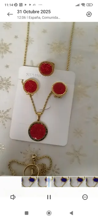 Conjunto Acero Inoxidable Colgante y Pendientes