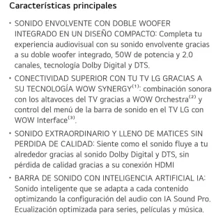 Barra de sonido LG Soundbar S20A