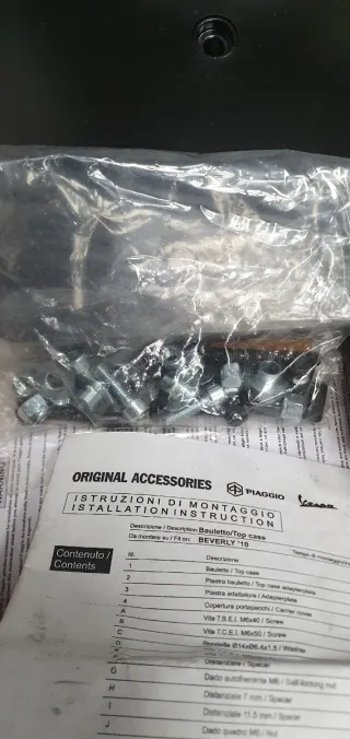 Soporte/herraje para Baúl/top case Piaggio Beverly