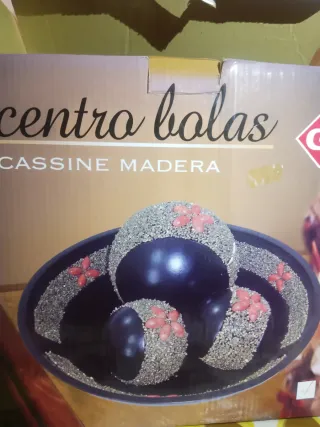Centro de bolas madera decorativo