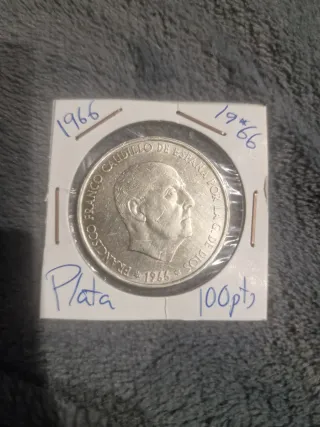 100 Pesetas 1966 Franco Plata