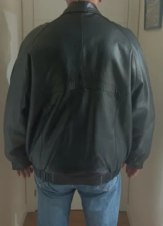 Cazadora de cuero negra hombre