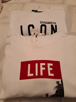 2Sudadera Zara Blanca con  Dibujo y sudadera DSQUA