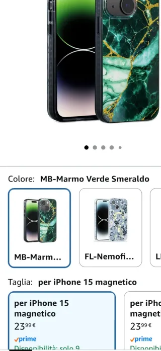 Custodia Scorpify iPhone 15 Marmo Verde smeraldo