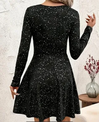 Vestido fiesta negro con estampado