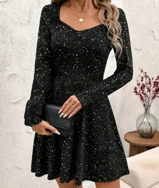 Vestido fiesta negro con estampado
