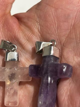 Colgantes Cruz Cuarzo Rosa y Amatista