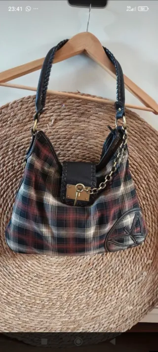 Bolso Pepe Moll cuadros marrón