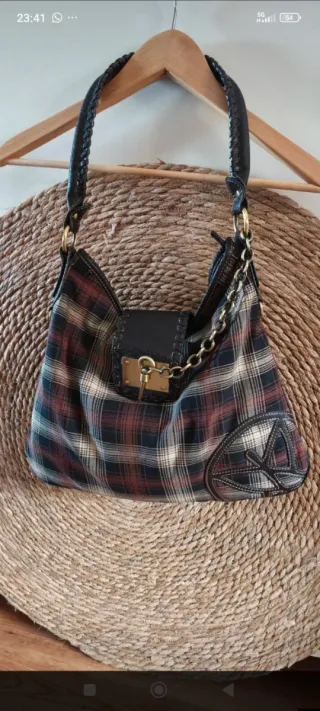 Bolso Pepe Moll cuadros marrón