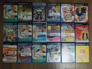 18 JUEGOS PLAYSTATION 2 Singstar, Buzz, Sims