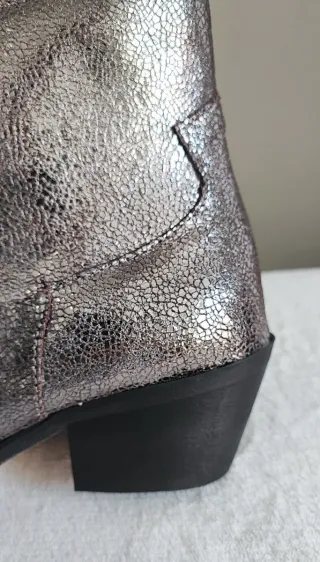 Botín mujer piel plateada El Corte Inglés