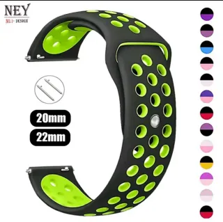 3 Correas de silicona 20mm Negro/Verde