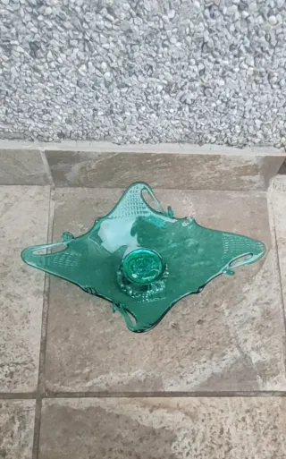 JARRON ABSTRACTO ITALIANO CRISTAL MURANO-PLATA