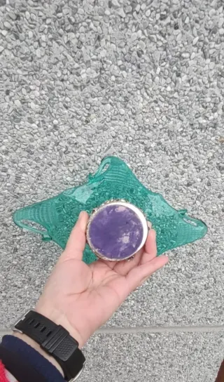 JARRON ABSTRACTO ITALIANO CRISTAL MURANO-PLATA