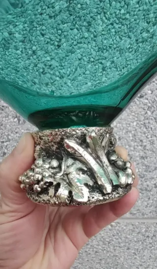 JARRON ABSTRACTO ITALIANO CRISTAL MURANO-PLATA