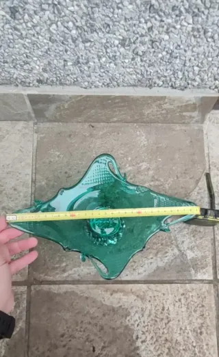 JARRON ABSTRACTO ITALIANO CRISTAL MURANO-PLATA