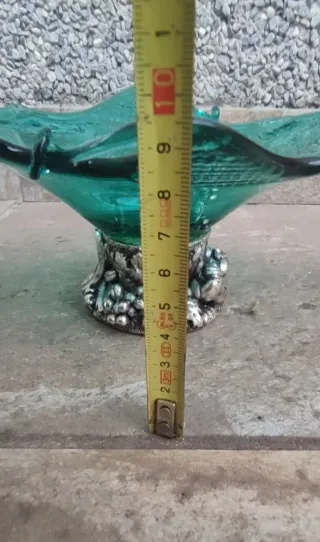 JARRON ABSTRACTO ITALIANO CRISTAL MURANO-PLATA