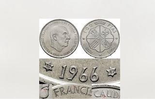 Moneda Francisco Franco 100 PTAS 1966 Plata