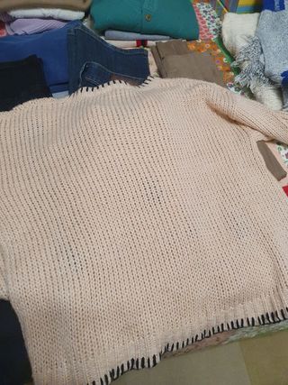 Jersey mujer beig bordado talla XL