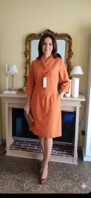 Vestido vintage naranja caldera corte clásico