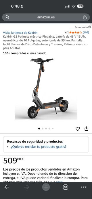 Patinete Eléctrico Kukirin G2