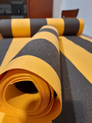 Tela toldo a rayas naranja marron