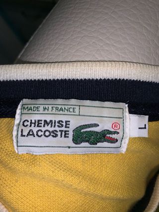 Camiseta Retro Lacoste Cuello Pico Amarilla