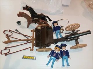 Playmobil 3785 carreta, 3485 soldados, 3729 cañón
