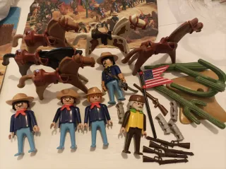 Playmobil 3785 carreta, 3485 soldados, 3729 cañón