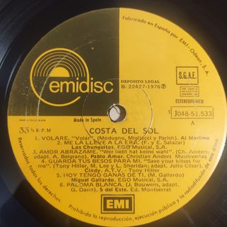 Costa Del Sol, Disco Vinilo LP 1976