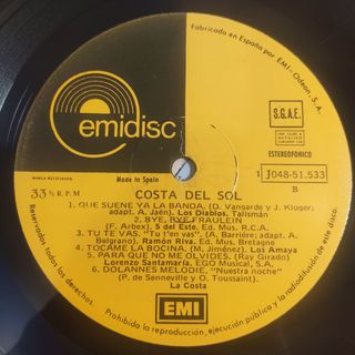 Costa Del Sol, Disco Vinilo LP 1976