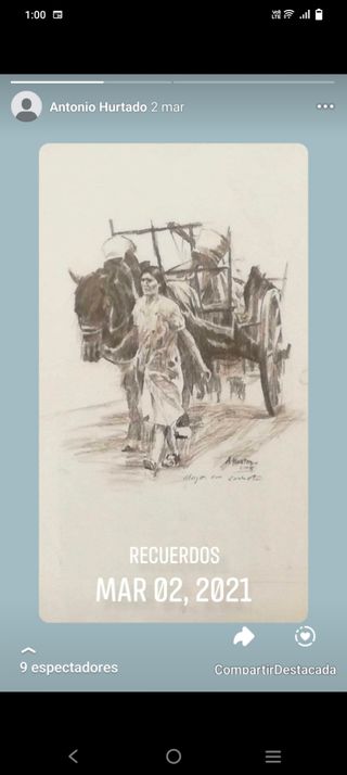 Cuadro Óleo Mujer en Carreta