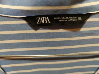 Camisa Zara Rayas Azul Talla M
