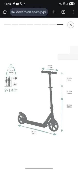 Patinete infantil 9-14 años nuevo