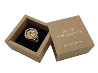 sello oro 18k con piedra con circonita