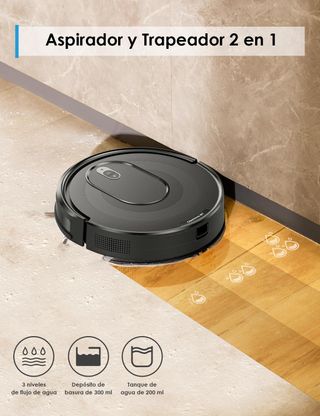 Robot Aspirador y Fregasuelos, Potente Succión 360