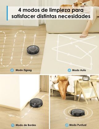 Robot Aspirador y Fregasuelos, Potente Succión 360