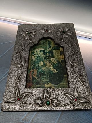 Cuadro Nacimiento y reyes, lamina sobre metal o estaño 23x33 cm
