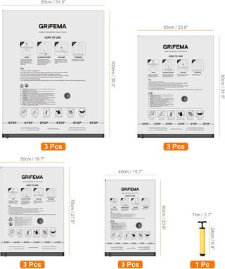 GRIFEMA 12 Bolsas de Almacenamiento al Vacío, 4 Ta