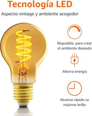 Lampadina LED vintage Amazon Basics E27, cristallo ambra