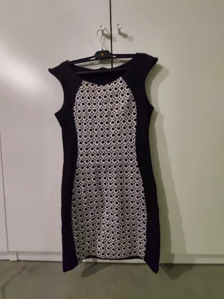 Vestito ZIZU nero e bianco fantasia cerchi Tg S