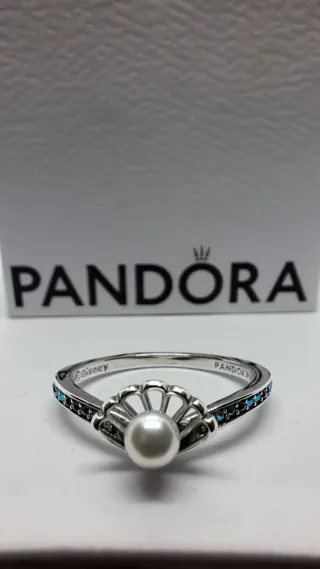 Anillo Pandora La Sirenita Perla Plata