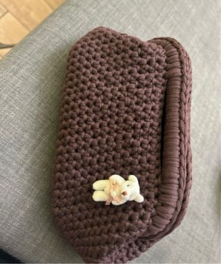 Borsetta uncinetto fatta a mano clutch bag marrone