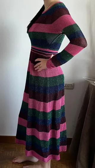 Vestido Zara rayas multicolor brillante
