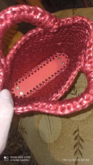 Bolso fiesta tejido croquet rojo  brillante