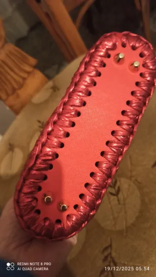 Bolso fiesta tejido croquet rojo  brillante