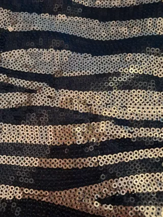 Vestido fiesta lentejuelas cebra negro dorado